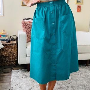 Vintage Chaus high waist button down green skirt